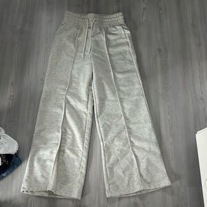 shein heather straight leg baggy sweatpants grey size m